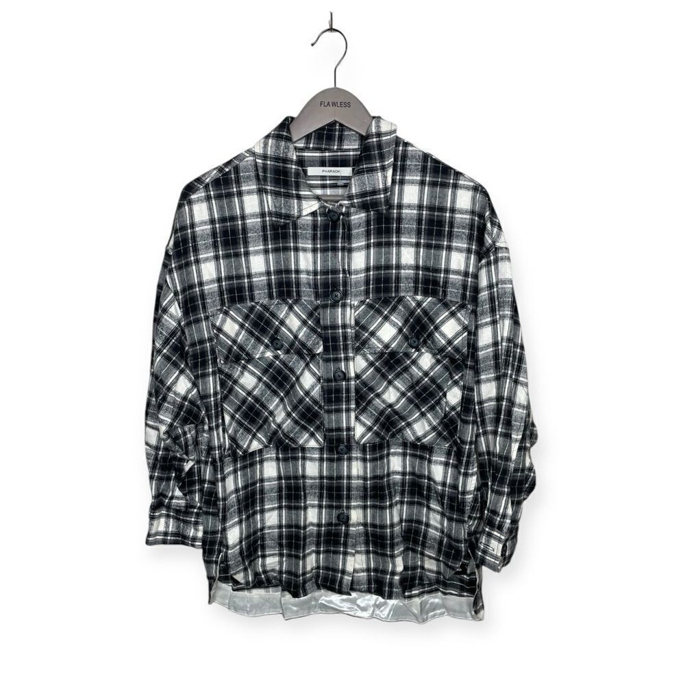 Pharaoh Collection Laura Plaid Oversized Shirt Jacket - Size Small (1)